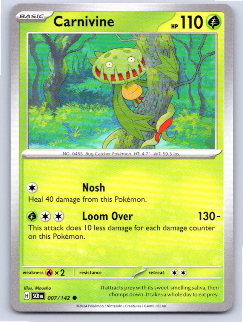 2024 POKEMON CARNIVINE STELLAR CROWN 7/142 COMMON NM A36448 FREE S&H