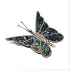 Vtg 925 Mexico Sterling Silver Large Blue Abalone Shell Butterfly Brooch Pin — photo 3