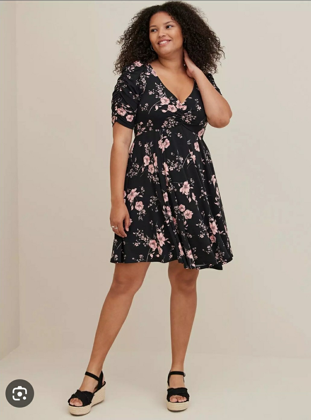 NWT Torrid Floral Cinch Front Puff Black Dress Boho Womens Plus Size 5x