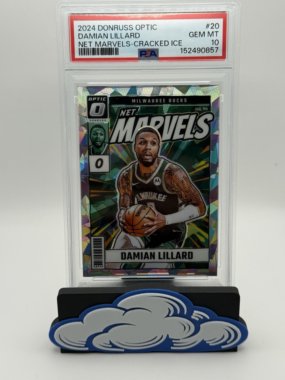 2024 Optic - Net Marvels - Damian Lillard - Cracked Ice /25 - PSA 10