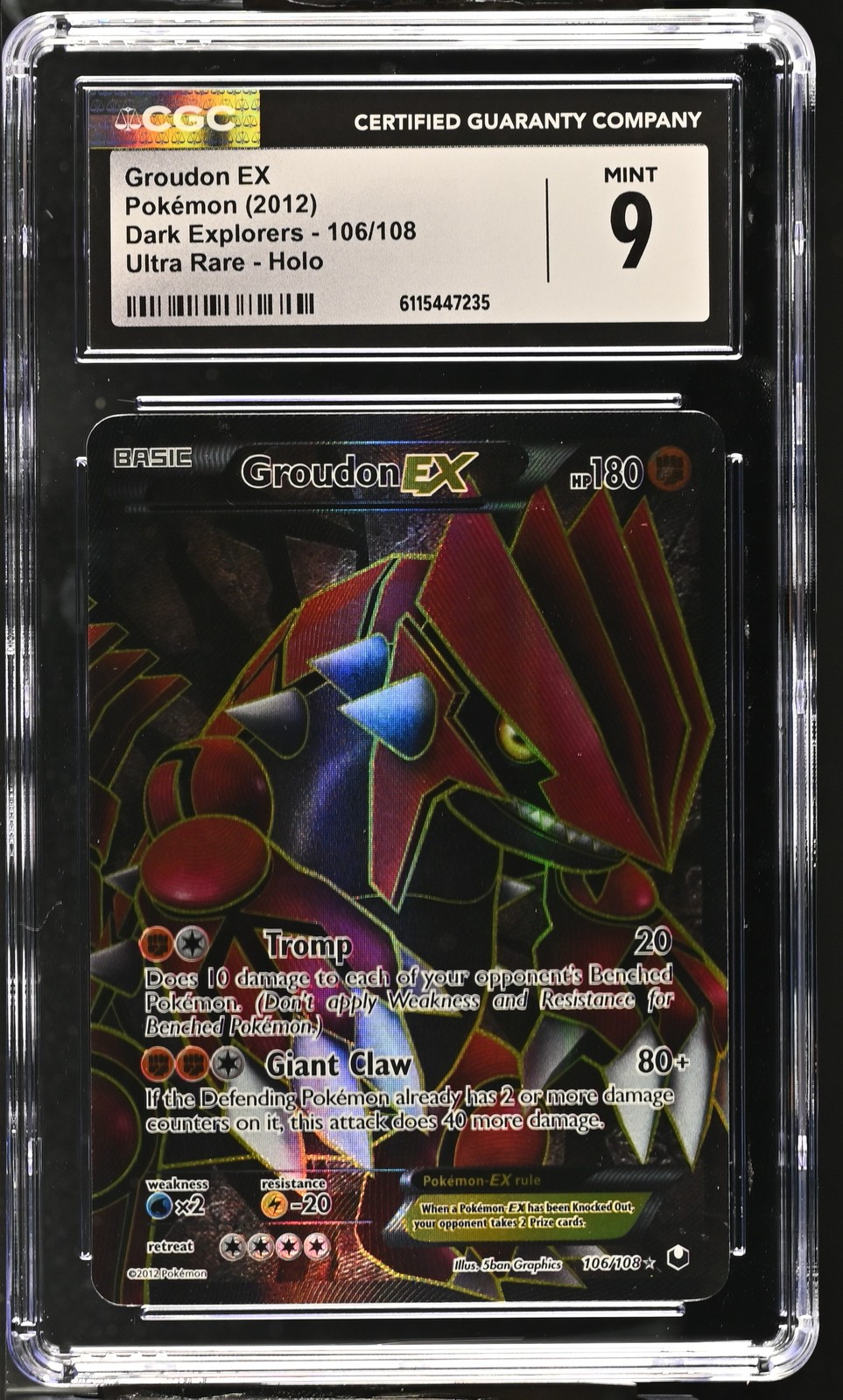 CGC 9 Groudon EX 106/108 2012 Dark Explorers Ultra Rare Pokemon Card