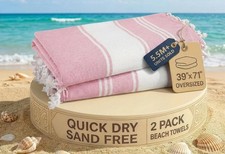 LANE LINEN Turkish Beach Towels, 2 Pack Extra Large Beach Towel, Pre-Washed for