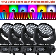 2/4PCS 360W RGBW Wash Zoom Moving Head Lighting LED 36x10W Beam Stage Light DMX