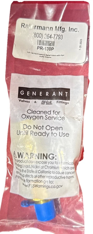 Ratermann 1/4" pressure relief valve with pipe away adapter 130 PSI - Image 2 of 4