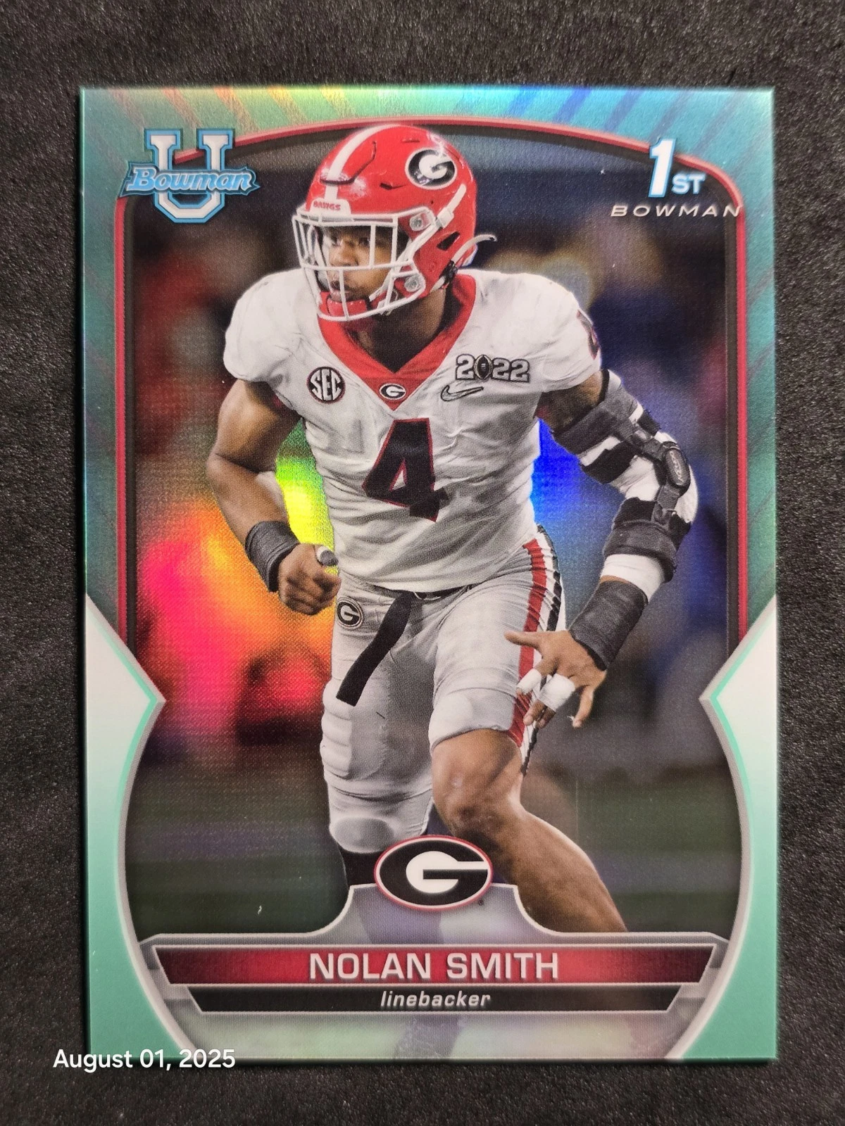 2022 Bowman University Chrome - Nolan Smith #33 Aqua Wave Refractor /299 (RC)