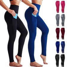 Damen Yoga Leggings Mit Taschen Gym Sporthosen Laufhosen Leggins Jogginghose