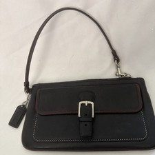 Vintage Coach Bleecker Black Leather Clutch Wristlet, Preowned