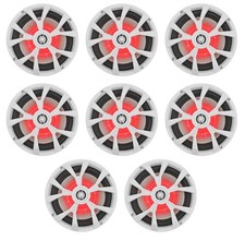 (8) Rockville RKL80MW 8" 900 Watt White 2-Way Marine Boat Speakers w/LED's