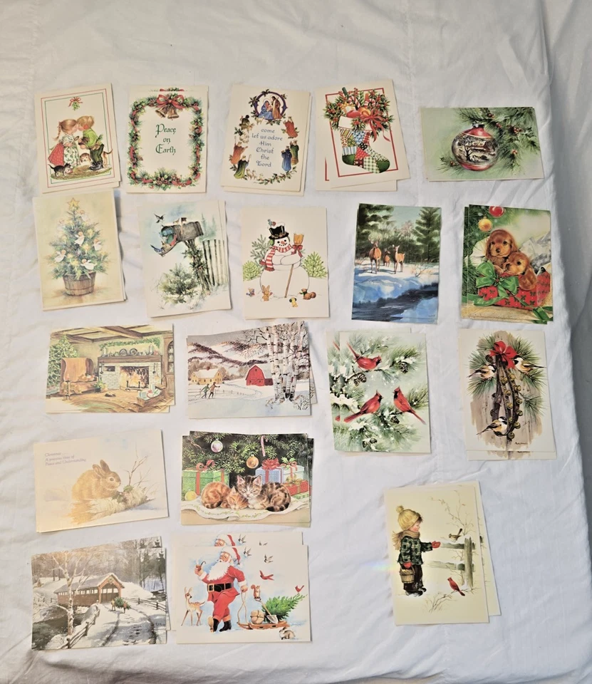 43 Tarjetas de Navidad Tradicionales Surtidas 24 Diseños/Sobres Vintage Foto 4 de 4