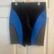 OP First Wave Wet Suit Shorts NEOPRENE Blue Black Sz L 1996 VTG EUC 90s Surfing