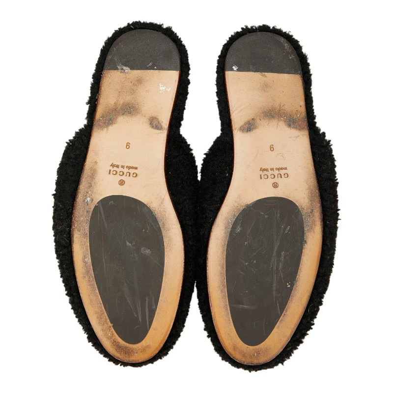 GUCCI Interlocking G Sandals Size: 9 Black Beige Boa Women's GUCCI thumbnail 5