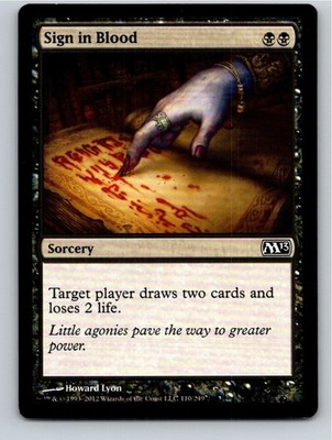 Magic the Gathering Sign in Blood Core Set 2013 MTG Free Shipping!