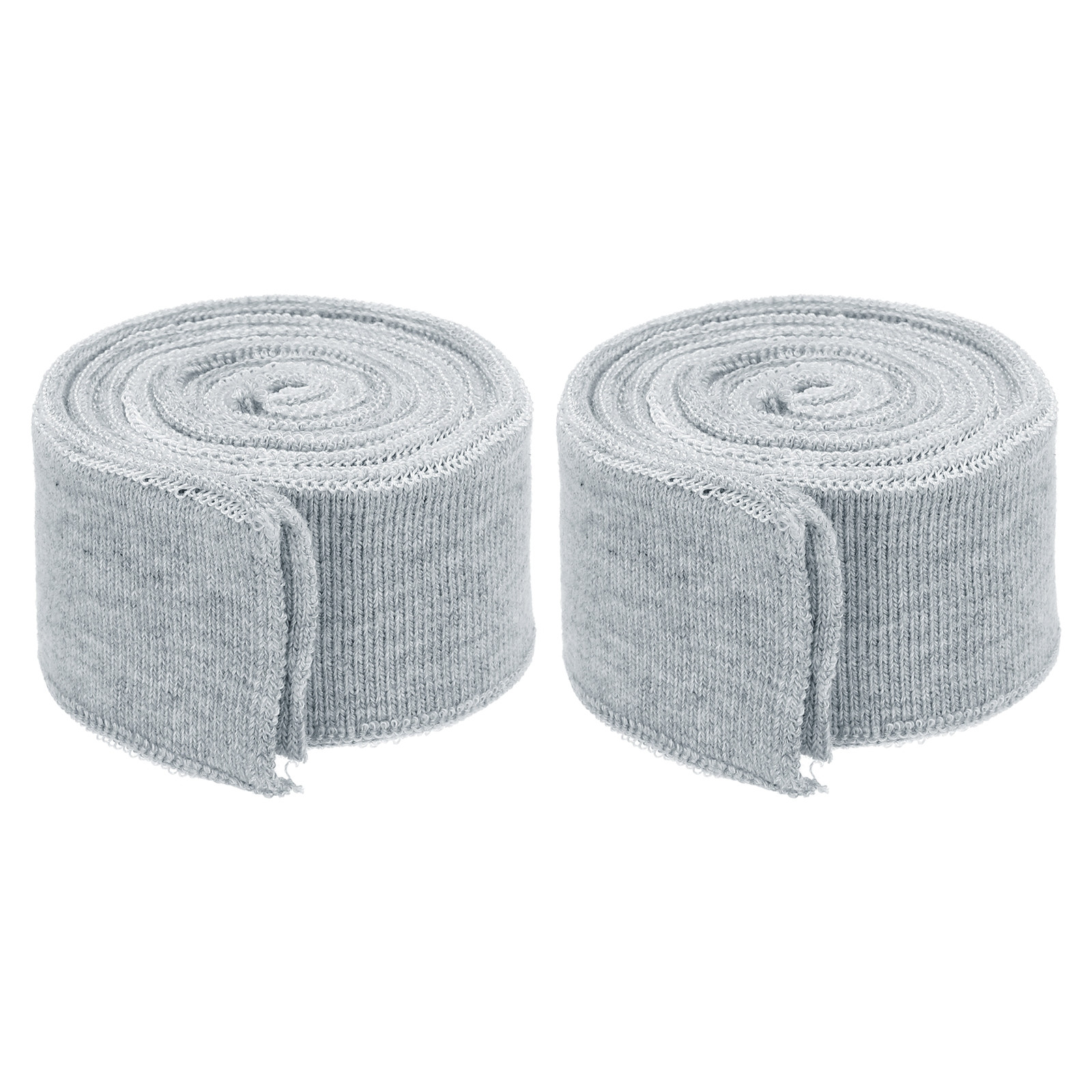 2Pcs 1.5 Inch x 2.6ft Elastic Cuffs Knitted Ribbed Cotton Fabric Grey