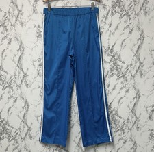 Zara Women  s Blue Track Pants with White Side Stripes Size M