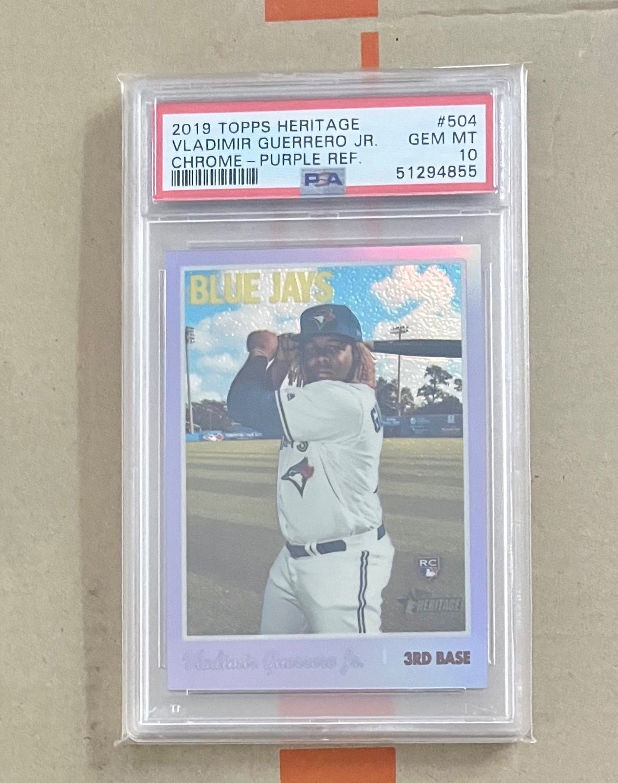 2019 Topps Heritage Vladimir Guerrero Jr. Chrome Purple Refractor PSA 10 RC 504