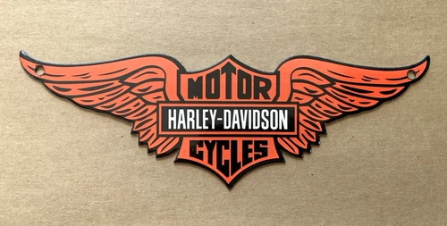 VINTAGE 12x3.75" HARLEY-DAVIDSON MOTORCYCLES BIKES GAS PORCELAIN GASOLINE SIGN
