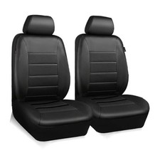 Car Seat Covers Seats Universal FIT Piping Leather Car Seat Cover Front Black