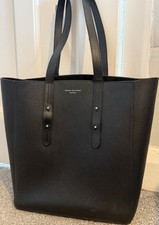 Aspinal of London Black Pebbled Leather Tote Bag with Studded Accents