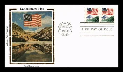 US COVER FLAG OVER YOSEMITE FIRST DAY ISSUE COLORANO SILK CACHET