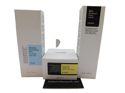 COSRX BHA Peeling 100ml+Advanced Snail 92 Gesichtscreme 100g+Overnight Mask 60ml