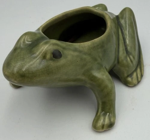 Vintage Brush McCoy Green Frog Planter Figurine Collectible