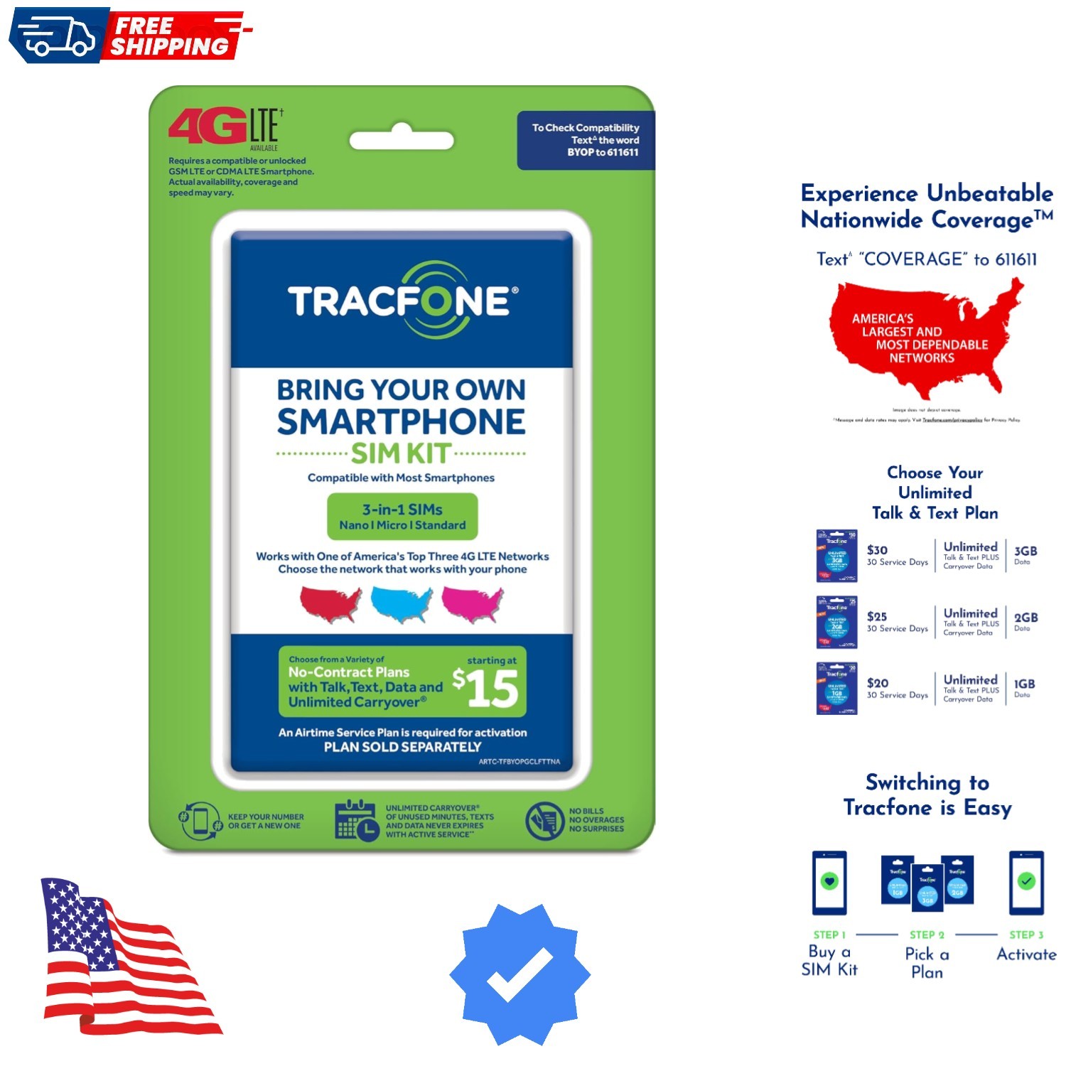 Bring Your Own Phone SIM Activation Kit 3-in-1-SIM