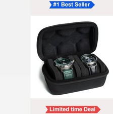 2 Slot Watch Travel Case Hard Portable Carry Organizer Box With Foam Pillow