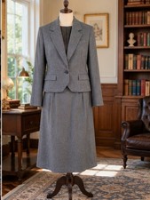 Vintage Pendleton Gray Wool Midi Skirt Suit Size 10 Excellent USA Womens Crop