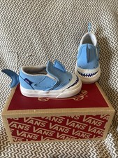 Toddler Vans Off The Wall Slip On Shoes Size 4 Blue Shark With Box Little Kids
