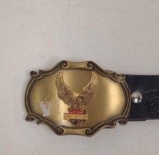Vintage Harley Davidson Tooled Leather Belt w Vtg Buckle 30/38 Ride To Live