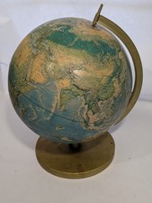 Vintage Rand McNally World Portrait Globe Soviet Union Metal Base Raised Topo