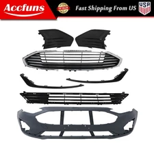 For Ford Fusion 2019-2020 Front Bumper Cover&Upper Lower Grille&Fog Light Cover