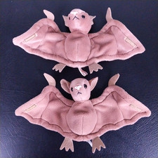 Set of 2 Ty Batty the Bat Brown Plush Toys - 1997 Retired Beanie Baby