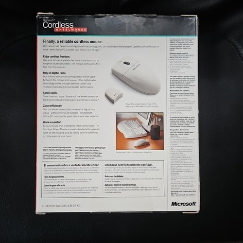 Vintage Microsoft Computer Cordless Wheel Mouse Wireless New Sealed Ps2 Serial - Picture 6 of 9