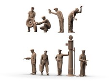 Garage Mechanics Figures 1:24 Scale 3D Printed Resin Diorama Set