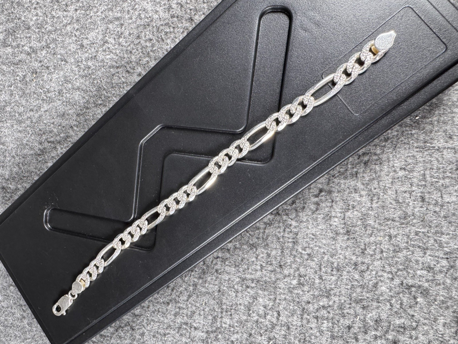 Figaro Link Bracelet 8” Solid Sterling Silver 925… - image 2