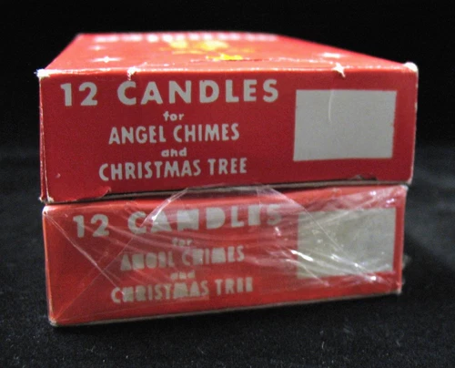 2 boxes Vintage CANDLES FOR ANGEL CHIMES AND CHRISTMAS TREE CANDLES Red White image 3