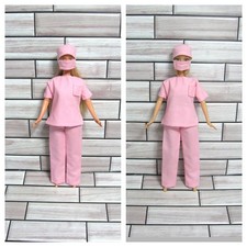Handmade New 4 piece of pink scrub set for 11.5" Fashion barbie doll clothes