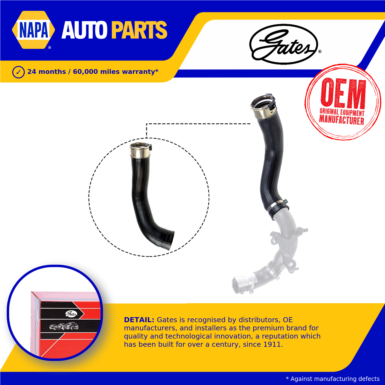 Turbo Hose fits DACIA SANDERO Mk2 9 2013 on Charger Gates 144604208R Quality New