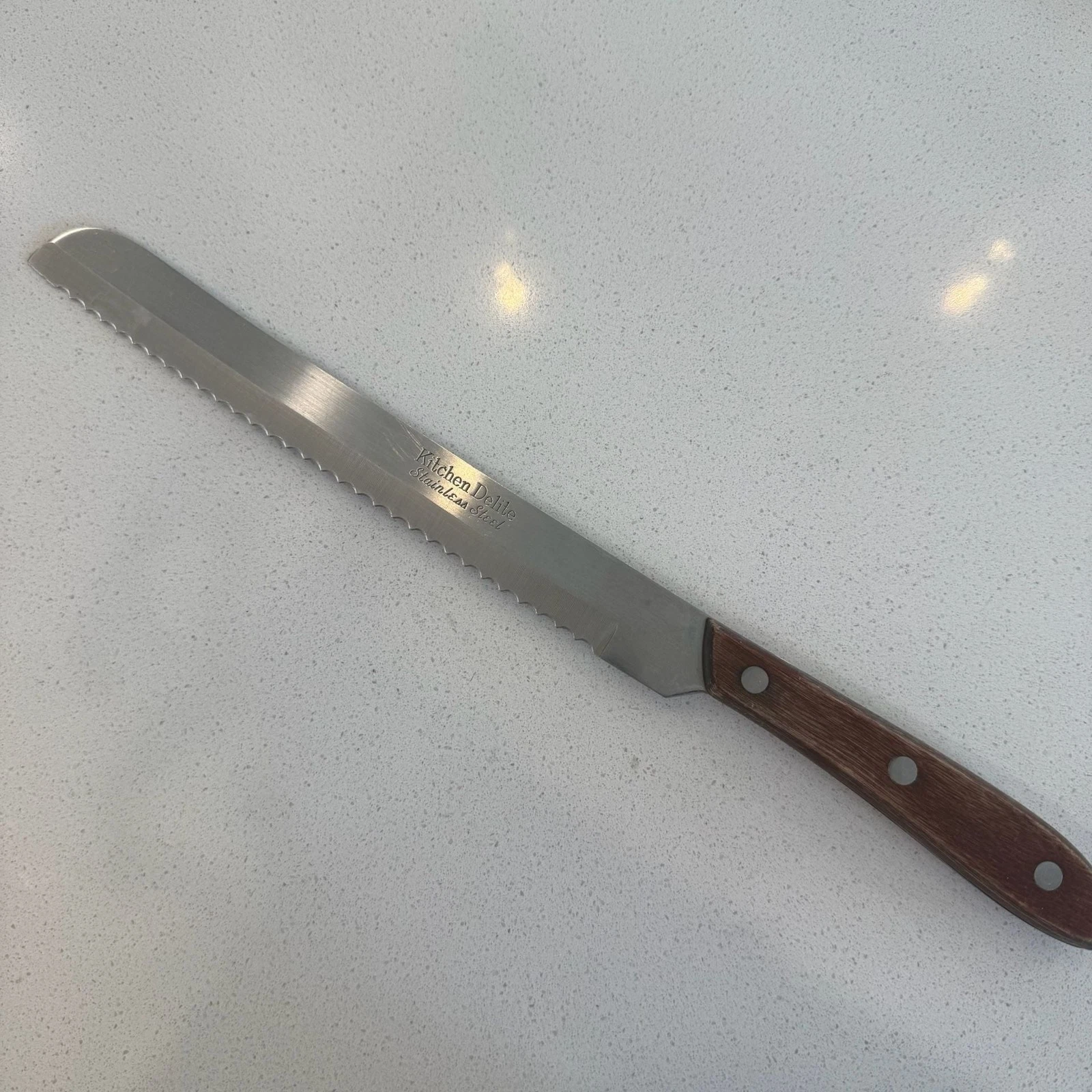Vintage Kitchen Delite Serrated Knife 12" Stainless Steel Wood Handle Japan