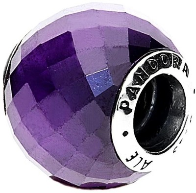 Neu ohne Etikett Pandora Sterlingsilber Zierliche Facetten Charm in Lila 791499ACZ