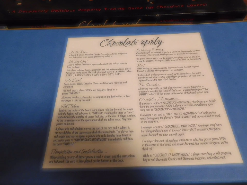 Chocolate - Opoly  Board Game Late For The Sky 100% Complete - Image 2 of 4