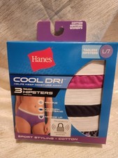 Hanes Cool Dri Women  s Tagless Hipsters 3 Pack Underwear Size L 7 NEW