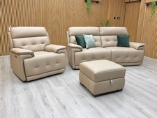 Furniture Village Brescia 3 Seater Sofa Power Recliner Headrests Chair Footstool