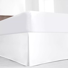 Luxury Pleated King Bed Skirt with Split Corners - 21 Inch Tailored Drop - Pl...