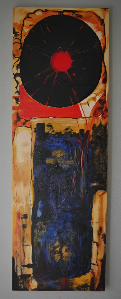 Original abstract painting acrylics on canvas  50 x 151 cm signed by the artist