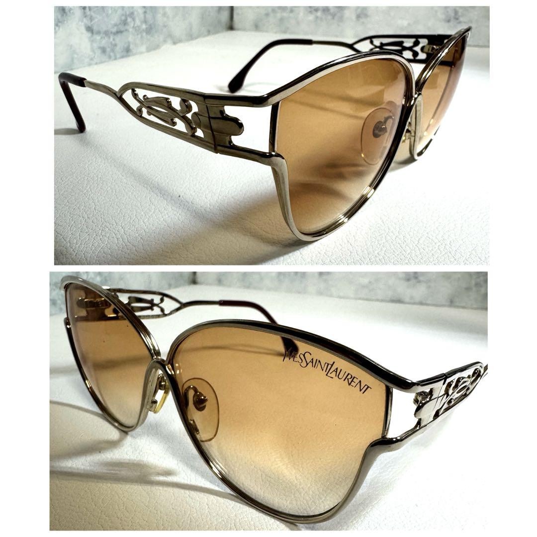 Autentici occhiali da sole Yves Saint Laurent classici oro montatura metallo oro unisex