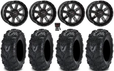 System 3 ST-4 Black 14" Wheels 30" Mud Lite II Tires Yamaha Grizzly Rhino