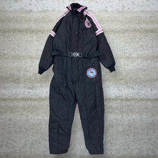 Vintage Arctic Cat Snow Suit Coveralls M Baggy Black Purple Nylon Made USA 90s