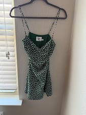 Princess Polly XS Green Floral Mini Sundress Cowl Neck Sleeveless Dress